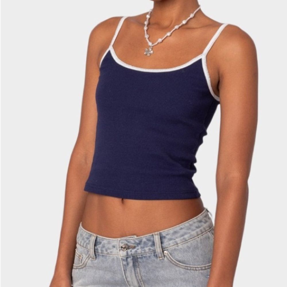 NWT EDIKTED Franky Ribbed Contrast Tank Top